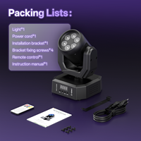 Mini projecteur LED RGBW 60W à tête mobile DMX512 avec télécommande, éclairage de scène pour bars et KTV