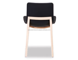 Silla de comedor minimalista contemporánea de teca, brazos curvos para el hogar, apartamento, parque, hogar, Bar, taller, jardín al aire libre, almacén de banquetes - Product Image 4