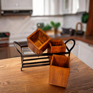 Wooden Modern Portable Single Tier Bottle Rack Holder with Metal Stand Detachable Design <b>for</b> <b>Kitchen</b> <b>Storage</b> - Product Image 5