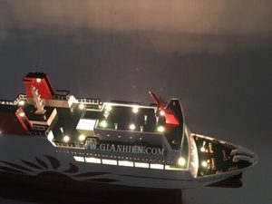 GIA NHIEN CO. LTD Vietnam SUNFLOWER FERRY Handmade Wooden Model Ship with LED Lights Maritime Decoration CS0047L-80 - Product Image 3