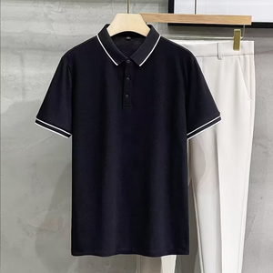 Polo Oxford à manches courtes bleu uni pour homme, décontracté, tissé, boutonné, coupe classique, nouveau modèle 2026 - Product Image 4