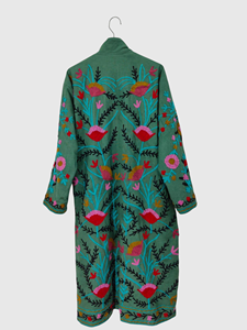 Veste en coton pour femmes grande taille brodée à la main, motif floral, manches longues, col mandarin, style Prairie Chic, pour le printemps - Product Image 2