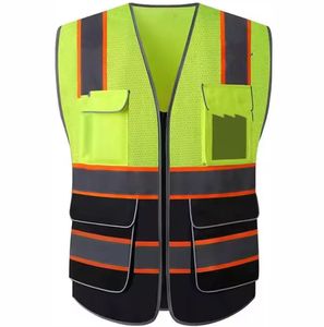Gilet de sécurité haute visibilité pour homme, réfléchissant, respirant, en maille, sans manches, avec plusieurs poches, pour l'été - Product Image 2