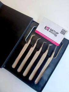 GETUP BROSONS IMPEX Precision Stainless Steel Anti-Static 10mm Eyelash Tweezers Set with Logo <b>Box</b> Packaging 90/Dolphin/<b>Boot</b> - Product Image 3
