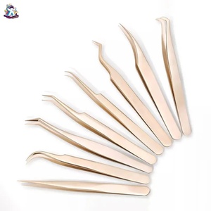 Ensemble de pinces à cils en acier inoxydable Ryzer Studio, 1 pièce, pointe incurvée et pointue, outils de beauté pour extensions de cils, maquillage et outils - Product Image 2
