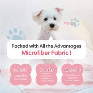 Serviette de toilettage pour chien en microfibre douce HEDYS GROOMING - Absorbante, séchage rapide et respectueuse de la peau, 0,18 kg, pour le bain et le séchage - Product Image 2