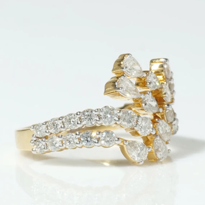 Anillo de Diamantes Vintage con Diseño de Rama y Hoja, Oro de 14K, con Diamantes de Laboratorio, Estilo Bypass, Joyería de Cóctel, Anillo de Boda Nupcial - Product Image 3