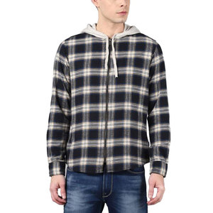 Sweat-shirt à capuche zippé en flanelle à carreaux pour homme, coupe classique, décontracté, pour l'automne, sweat-shirt zippé moderne pour homme, léger et respirant - Product Image 1