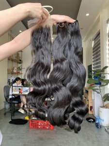 Nuevo estilo Vietnam Bouncy Curl Paquete de cabello humano Pixie Curly Weave Virgin Fumi Hair Pissy Curls Hair Double Drawn Bundle - Product Image 3