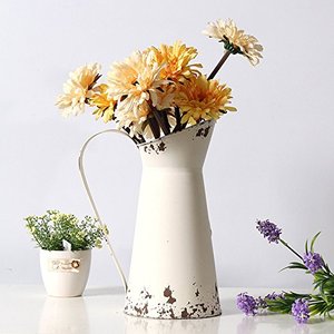 Vintage Metal Flower Garden Decorative Pitcher Vase Rustic Farmhouse Floral Display <b>Jug</b> - Product Image 2