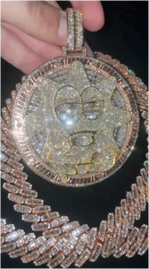 จี้เพชรโมอิสซาไนต์ทรงกลมเจียระไนแบบบริลเลียนท์ ชุบทอง 10K เงินแท้ 925 สไตล์ฮิปฮอป ได้รับการรับรองจาก GRA สำหรับผู้ชายและผู้หญิง - Product Image 2