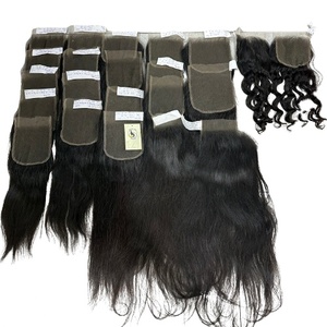 Venta al por mayor pedido personalizado Envío Directo 4x4 5x5 6x6 crudo humano recto ondulado transparente suizo HD Cierre de encaje 30 pulgadas Paquete de rizos - Product Image 1