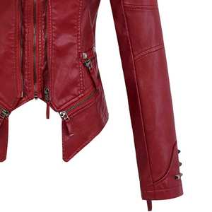 Chaqueta de Cuero Personalizada para Mujer con Tachuelas y Logotipo Personalizado, Impermeable y Ecológica, Pedidos al por Mayor de Alta Calidad - Product Image 4