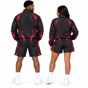 Conjunto Deportivo Unisex, Chaqueta con Capucha y Pantalones Cortos, Secado Rápido, Poliéster, Ropa Deportiva Ligera para Primavera - Product Image 3