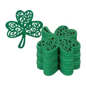 24 แพ็ค Shamrock รู้สึกถ้วย Pad โต๊ะโคลเวอร์กลวงที่รองแก้วเครื่องดื่มวันเซนต์แพทริก