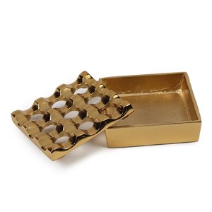 Cenicero de Cigarrillos de Latón Dorado Antiguo con Soporte para Cigarros, Cuadrado, Decorativo, para Mesa, Hogar u Oficina - Product Image 1