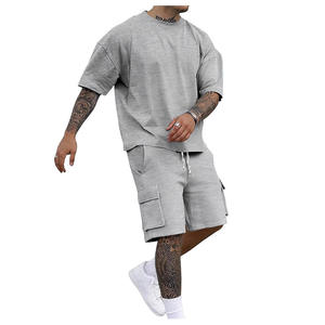 Jaffico International Men's Black Cotton Knitted Breathable T-Shirt Shorts Set <b>Skulls</b> Pattern Casual Summer Wear Drawstring - Product Image 4