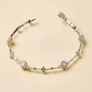 Trendy Gold Plated Moissanite Chain <b>Bracelet</b> with <b>Charm</b> Details in 925 <b>Silver</b> <b>for</b> Party and Fashion Lovers Gifting - Product Image 3