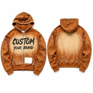 Sudadera con capucha y cremallera personalizada al por mayor, peso regular, 100% algodón polar, para invierno, para marcas de ropa urbana estadounidenses, logotipo personalizado, MOQ bajo - Product Image 2
