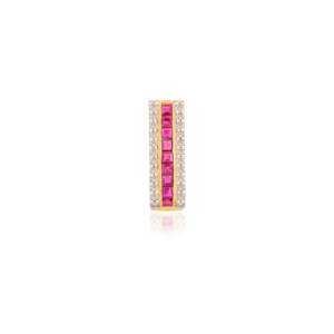 จี้ทองคำแท้ 14K ประดับทับทิมและเพชรทรงแท่ง - อัญมณีธรรมชาติ - Product Image 3