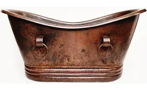 Bañera de Cobre Hecha a Mano con Acabado Antiguo para Diseño de Baño Contemporáneo y Relajación, Axiom Home Accents - Product Image 4