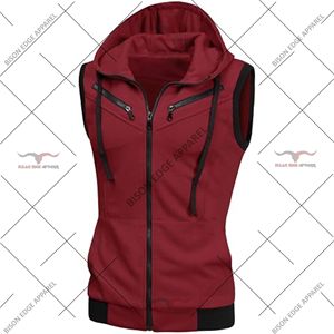 Chaleco con capucha sin mangas para hombre, corte ajustado, con cremallera, informal, ligero, para entrenamiento deportivo, gimnasio, ropa de calle, OEM, ODM - Product Image 1