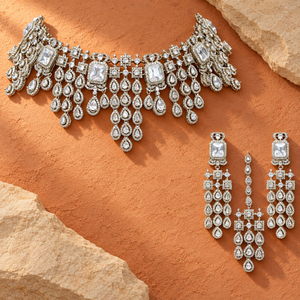 Wholesale Silver Plated CZ Bridal Necklace Earrings Maang <b>Tikka</b> Set Wedding Jewelry Factory Supply - Product Image 4