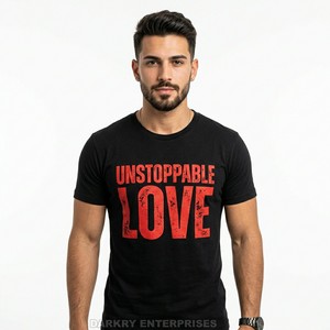 T-shirt homme noir personnalisé avec logo, motif cœur géométrique, impression métallique, coton, vêtements pour hommes, neuf - Product Image 4