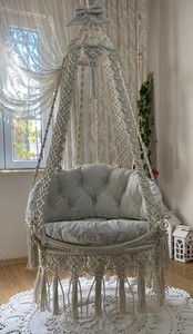 Silla Colgante de Macramé Estilo Boho, Hamaca Decorativa Hecha a Mano para Balcón, Asiento para Patio Interior y Exterior - Product Image 2