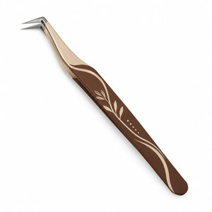 Pince à épiler de précision SHEARS BEAUTY en acier inoxydable, couleur or rose, design feuille de lune, durable, antistatique, pointe lisse et dentelée - Product Image 2