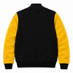 Custom Logo <b>Mens</b> Varsity <b>Jacket</b> Button Up Fleece <b>Baseball</b> Bomber Coat Contrast Sleeves Ribbed Hem Custom Blank Varsity <b>Jacket</b> - Product Image 2