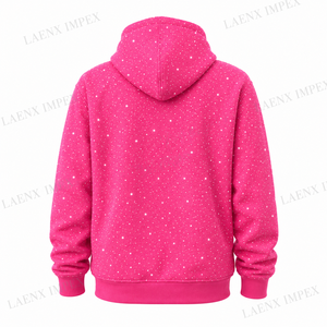 Sweat à capuche zippé rose pour femme avec strass, style personnalisé, sweat-shirt à capuche entièrement zippé, streetwear décontracté, sweat à capuche tendance - Product Image 3