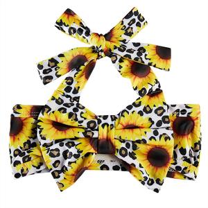 Ensemble bikini femme imprimé tournesol et léopard, haut dos nu, bandeau extensible à volants, deux pièces en Spandex/Nylon, maillot de bain à nouer sur les côtés - Product Image 1