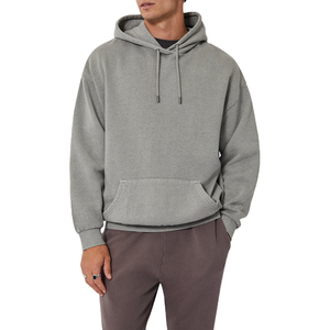 Vente en gros – Nouveau sweat à capuche 100 % coton anti-rétrécissement pour homme, jaune, coupe oversize, vêtement d'hiver épais avec broderie et motif uni – Collection 2025 - Product Image 1