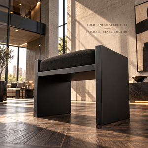 Taburete de Bar Geométrico Negro Dorado Premium |   Asiento Redondo Tapizado con Estructura Metálica Angular y Base Abierta, Mueble Moderno para Mostrador - Product Image 4
