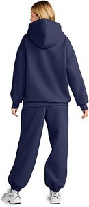 Conjunto Deportivo de Algodón Personalizado para Mujer, Sudadera Holgada y Pantalones Deportivos, Fabricante de Ropa Deportiva con Logotipo Personalizado OEM ODM - Product Image 2