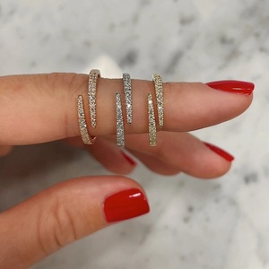 <b>Open</b> Engagement Wedding Band in 925 Sterling Silver Moissanite Round Brilliant Cut with Prong Setting Minimalist <b>Open</b> <b>Ring</b> - Product Image 1