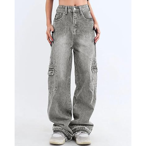 Jeans amples à jambes larges pour femmes, style Y2K vintage, streetwear décontracté, pantalon en denim avec poches - Product Image 5