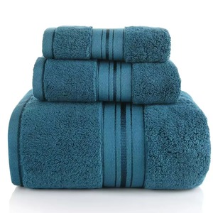 Ensemble de serviettes en coton uni rectangulaires, teintes, pour usage domestique, douces pour la peau, en blanc, gris, bleu sarcelle - Product Image 5