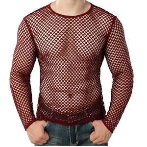 Camiseta de malla negra ajustada de manga larga transpirable y elástica con cuello redondo para gimnasio y fitness - Product Image 2