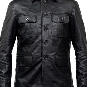Men's Genuine Premium Cowhide Leather <b>Winter</b> Motorbike <b>Jacket</b> Black Vintage Slim Fit Biker Front Design <b>Waterproof</b> - Product Image 3
