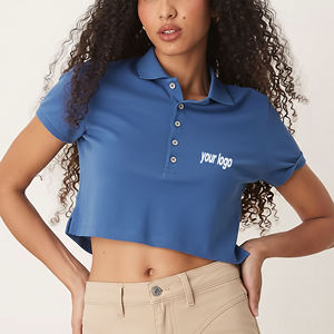 เสื้อโปโลผ้าคอตตอนผสมโพลีเอสเตอร์ สวมใส่สบาย ระบายอากาศได้ดี รับผลิตแบบ OEM/ODM เสื้อครอปท็อปทรงพอดีตัว แขนยาว ลายทาง - Product Image 5