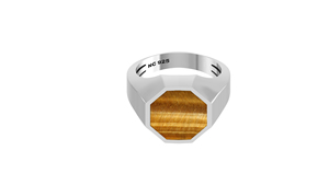 925 Sterling Silver Men's Children's Classic <b>Tiger</b> <b>Eye</b> Bezel Setting Hexagon <b>Ring</b> for Gift Occasions Birthday Wedding Engagement - Product Image 2
