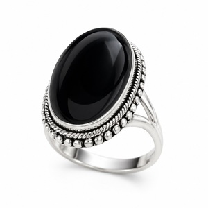 Natural Black Onyx Punk <b>Ring</b> <b>925</b> Sterling <b>Silver</b> Handmade Gemstone Statement <b>Ring</b> for Men Women - Product Image 1