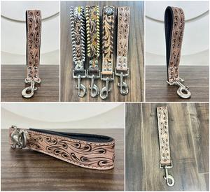 2025 Hot Wholesale Luxury Hand Tooled Leather Dog <b>Lead</b> Durable Customizable Genuine Leather Traffic <b>Lead</b> for Training & Walking - Product Image 3