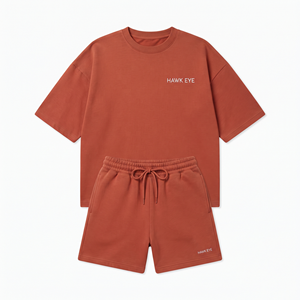 Conjunto de Dos Piezas para Mujer, Camisa Holgada Informal y Pantalones Cortos Estilo Biker por Encima de la Rodilla, Color Sólido, Superventas - Product Image 4