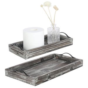 Bandeja de servicio de madera de mango rectangular de primera calidad, Juego de 2, apto para lavavajillas ecológico para hoteles y restaurantes, alimentos y bebidas - Product Image 6