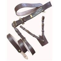 Sabuk Kulit Sam Brown Cross Inner Duty Formal Ramah Lingkungan Heavy Duty dengan Fitting Alloy Sword Frog Lebar 2 1/4 Inci Grosir