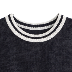 Débardeur en tricot pour femme à coutures contrastées, col rond, sans manches, coupe ample, respirant, style décontracté d'été, pull tendance - Product Image 4