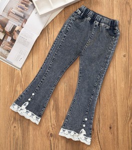 Pantalon long décontracté en jean à trous pour filles, grande taille, imprimé floral et dessin animé, style graffiti, printemps-automne - Product Image 4